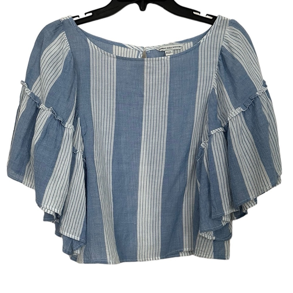 American Eagle Outfitters Top Cropped Blue & White S